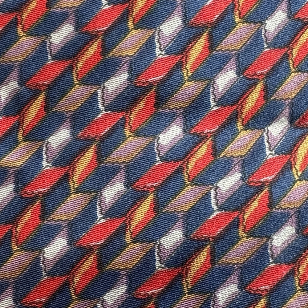Vintage Sheaf & Caber 100% Silk Men's Tie Red Blue Made in USA w/ Italian Fabric - Picture 2 of 6
